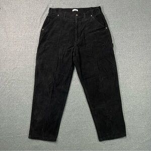 Vintage Aldolfo Wide Leg Baggy Black Corduroy Carpenter Pants Size 34x29
